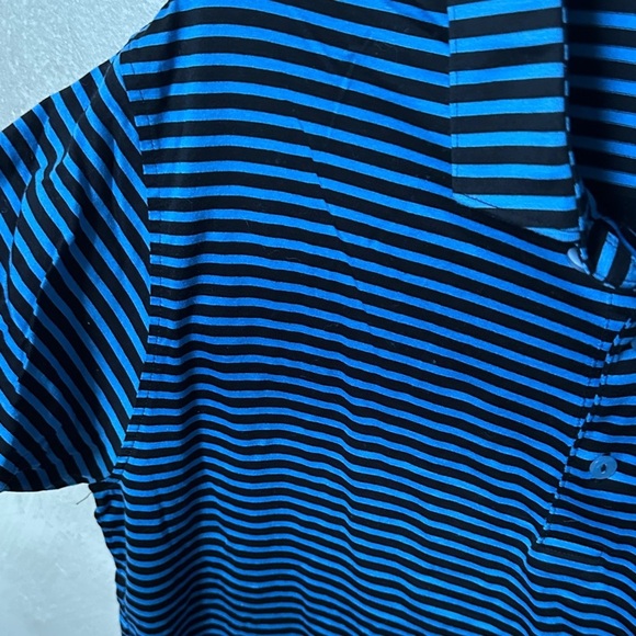 Peter Millar Men's Blue and Black Striped polo - Picture 3 of 6